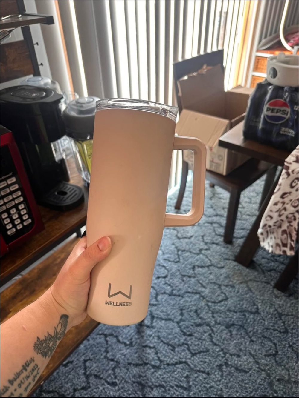 Nude Beige Travel Tumbler with Handle